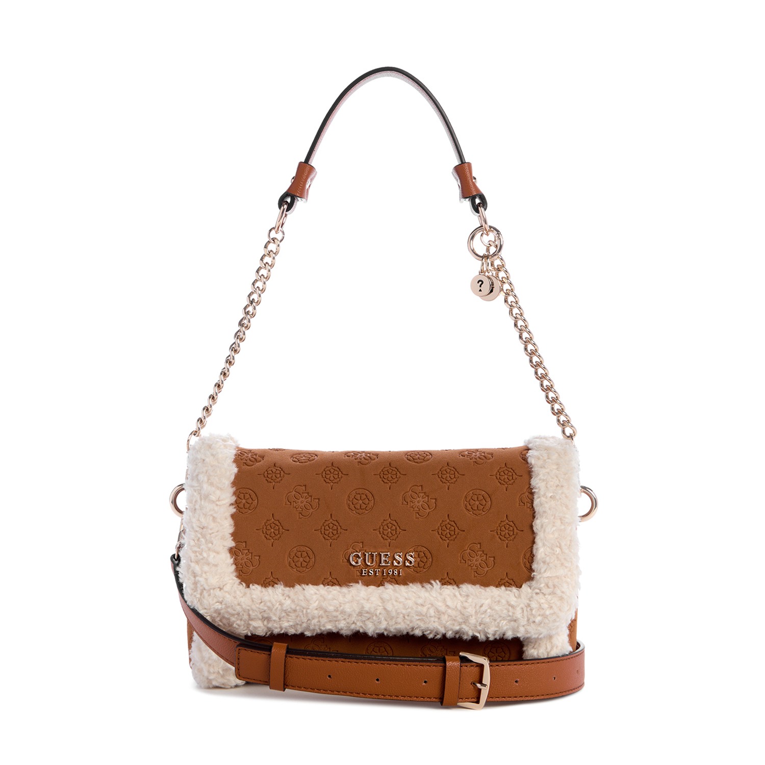 Guess Fur Logo Davika Flap Sholder Bag