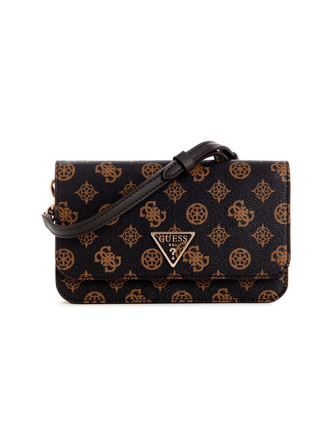 Guess Women Printed Black Noelle Mini Crossbody