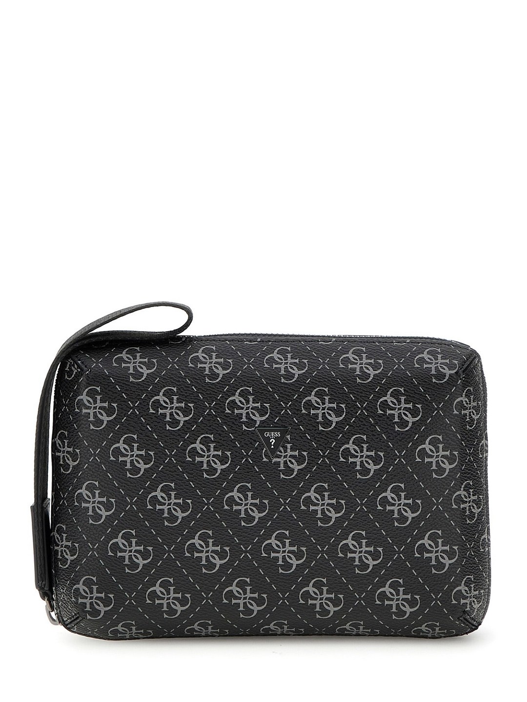 Guess Men Modena Medium Dark Black Zipper Monogram Cube Case