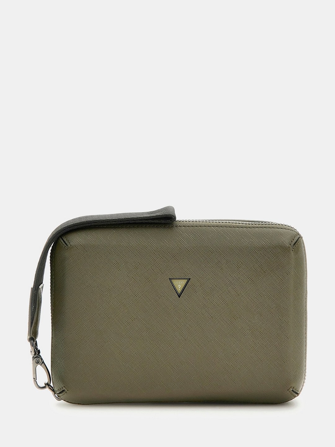 Guess Men Modena Medium Military Green Zipper Solid Cube Case