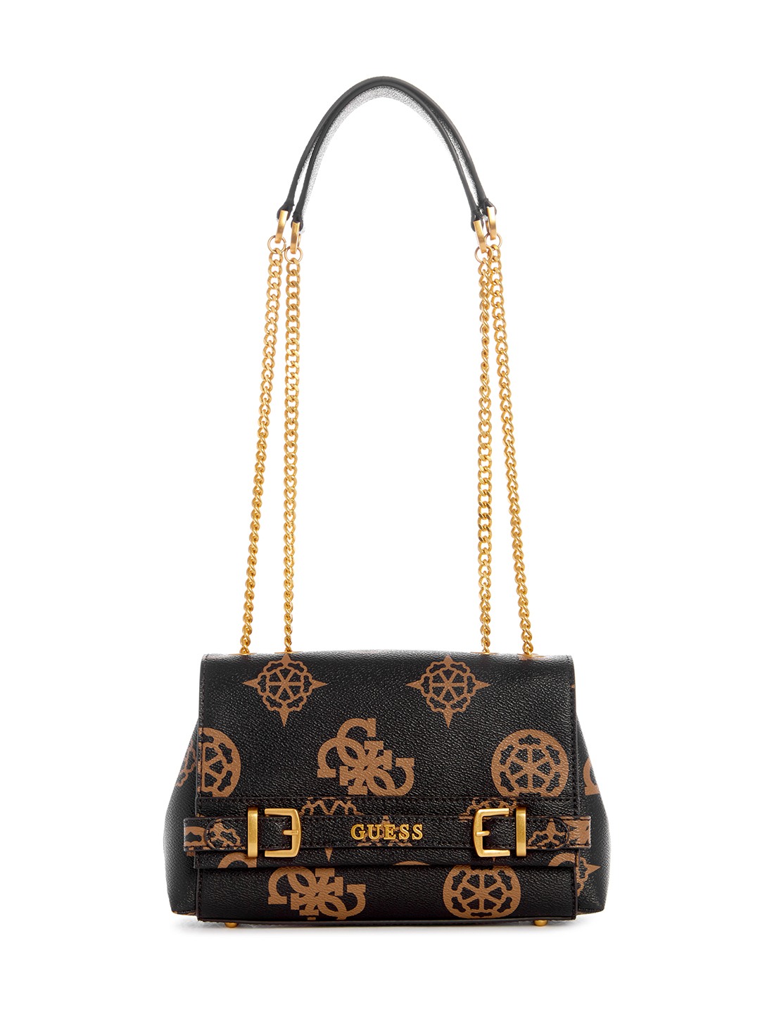 Guess Women Brown Printed Shoulder Bag with Magnetic Button Closure