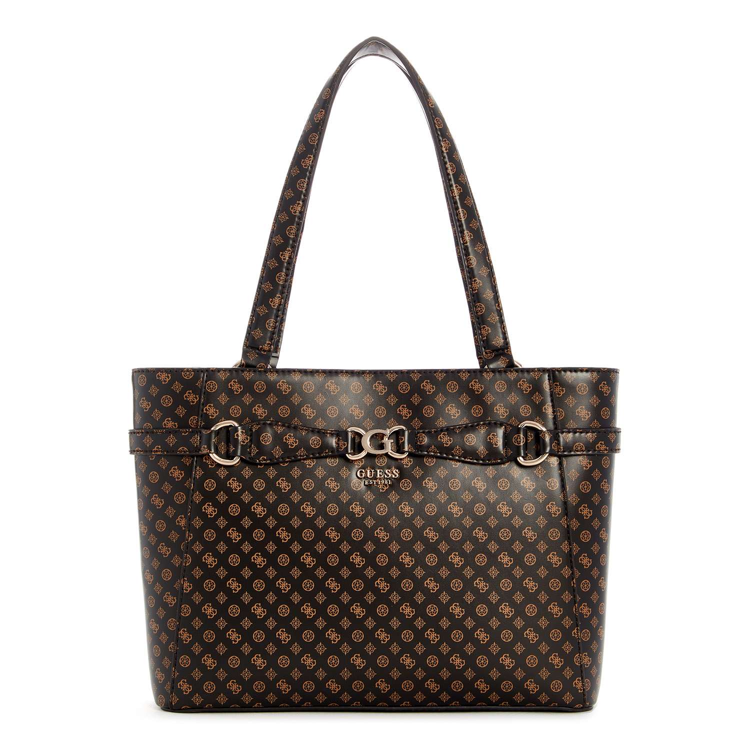 Guess Women's Brown PU Printed Tote Bag