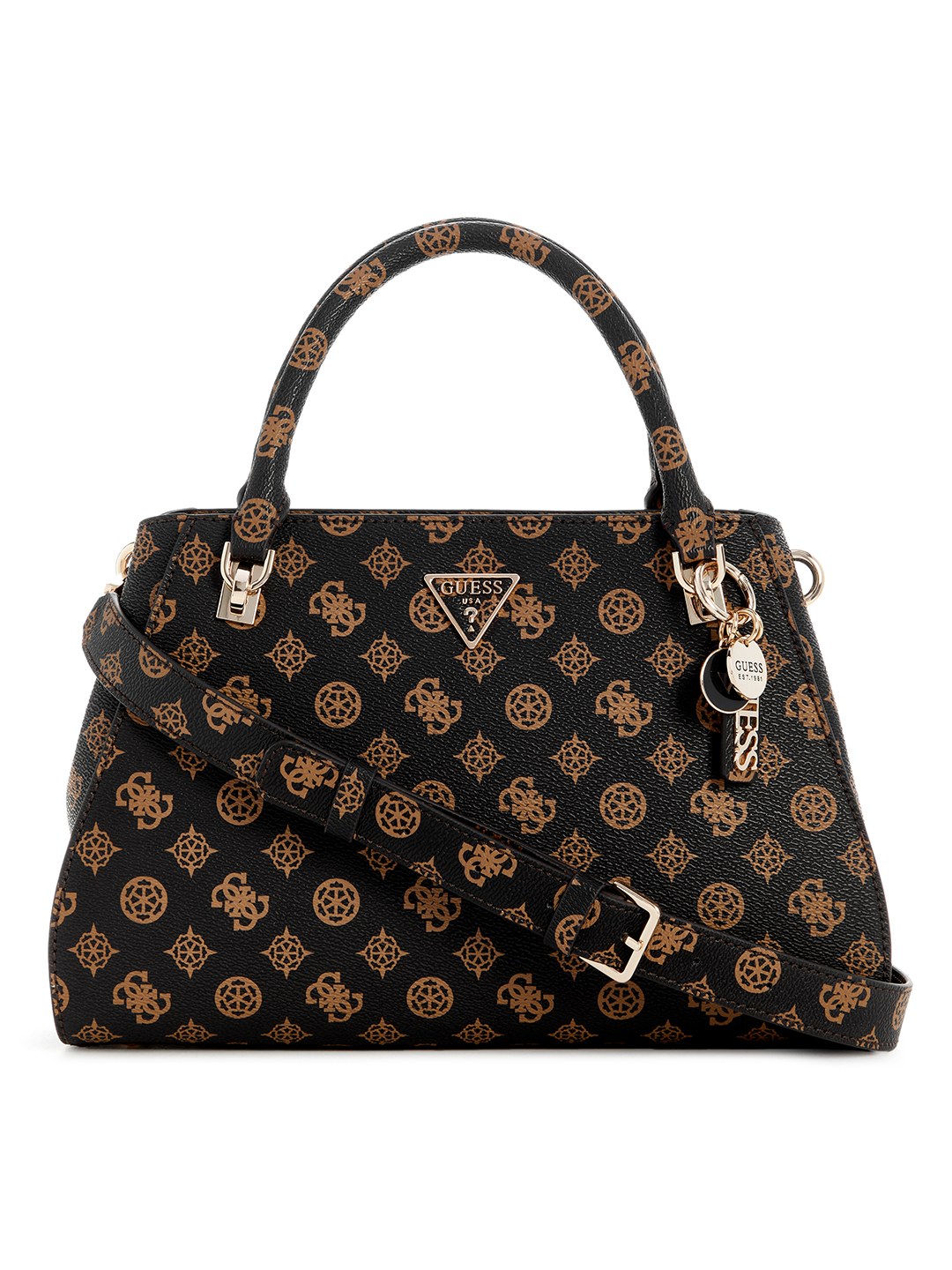 Mocha Logo Printed Noelle Luxury Satchel Bag