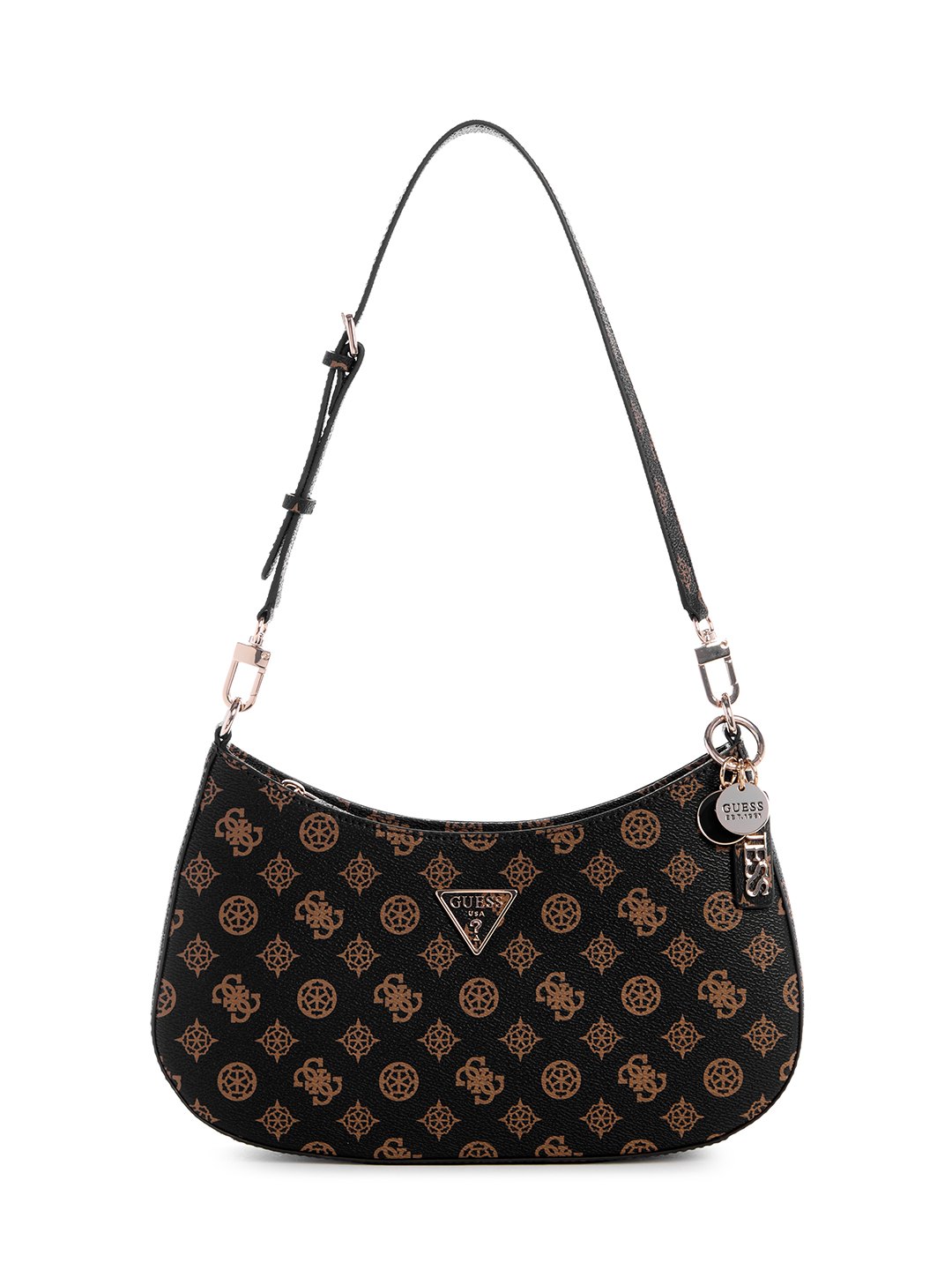 Mocha Logo Printed Noelle Top Zip Shoulder Bag
