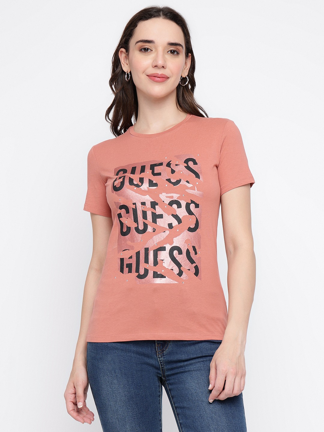 Rust Printed Crew Neck Short Sleeve T-Shirt