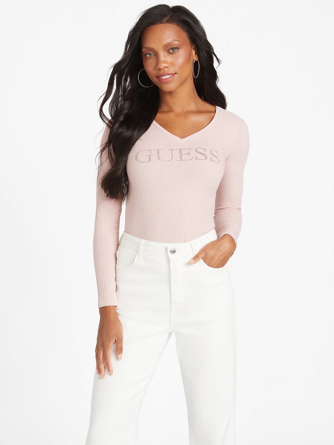 Women Lilac Embellished V Neck Top