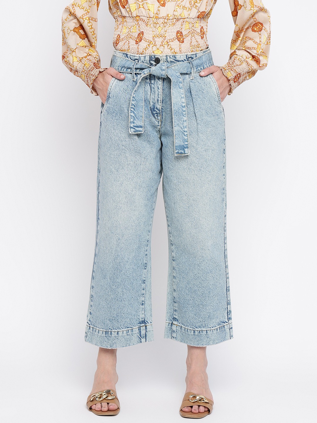 Blue Solid Straight Fit Jeans