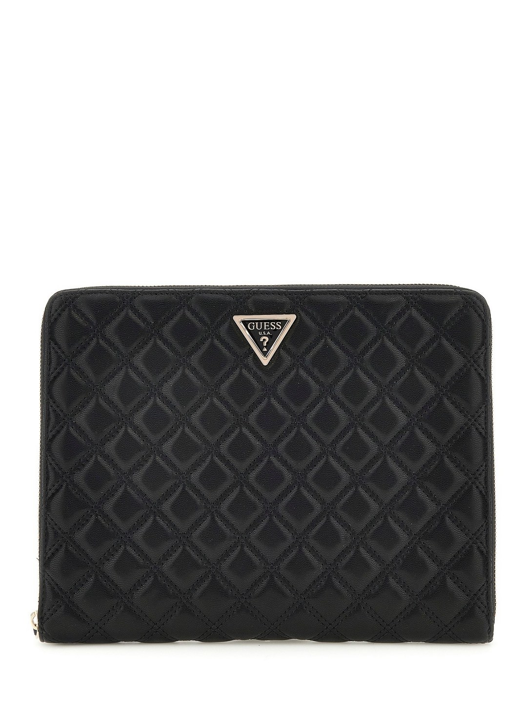 Guess Black Quilted Giully Zip Around Tech Case