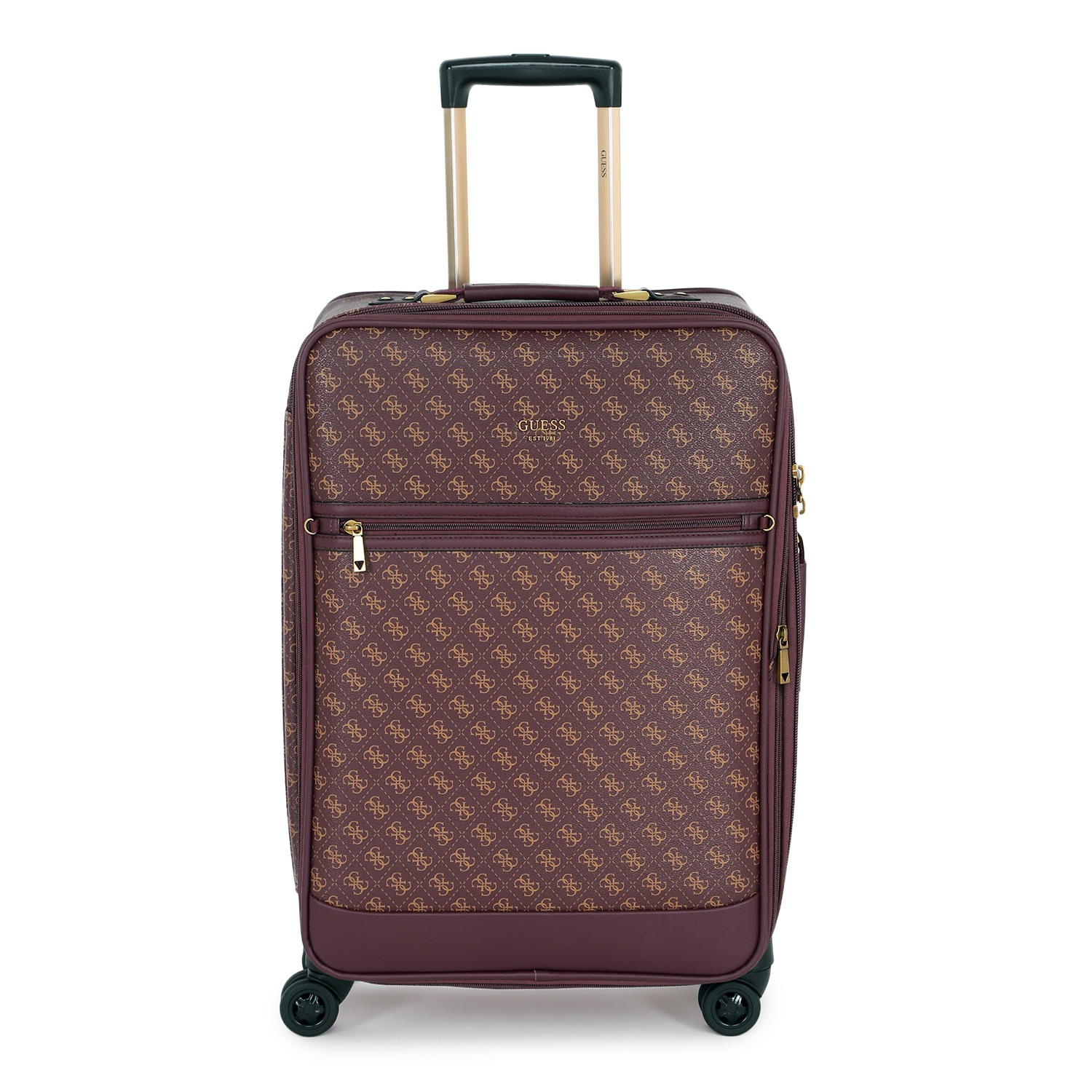 Guess Women's Printed Maroon Polyurethane Keith Trolley Bag