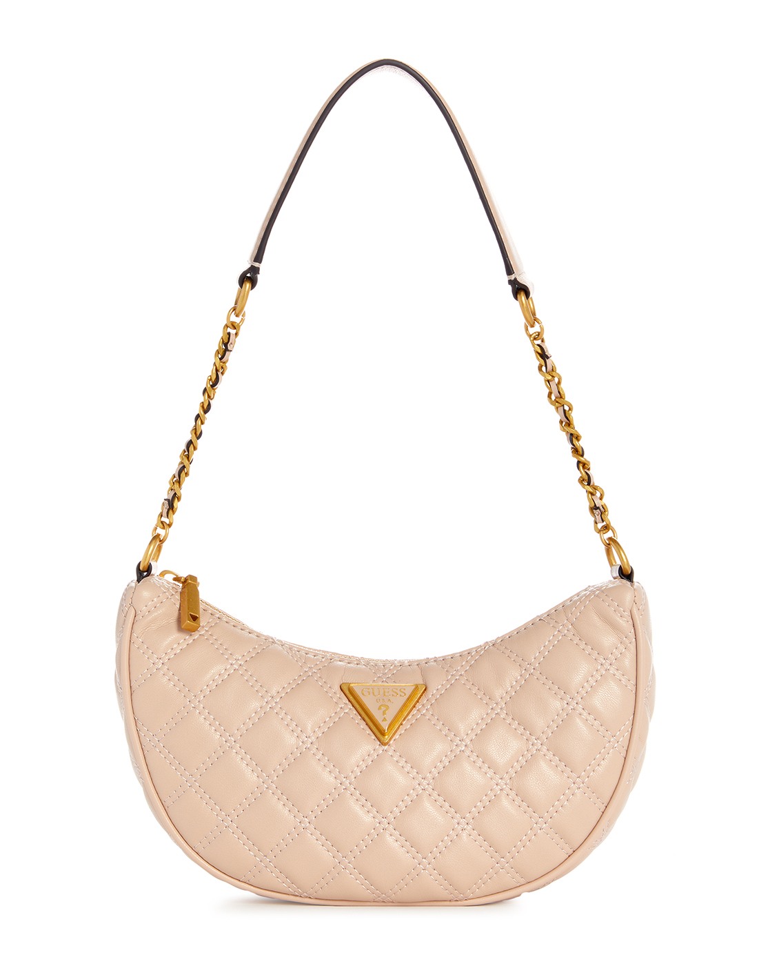 Beige PU Quilted Shoulder Bag