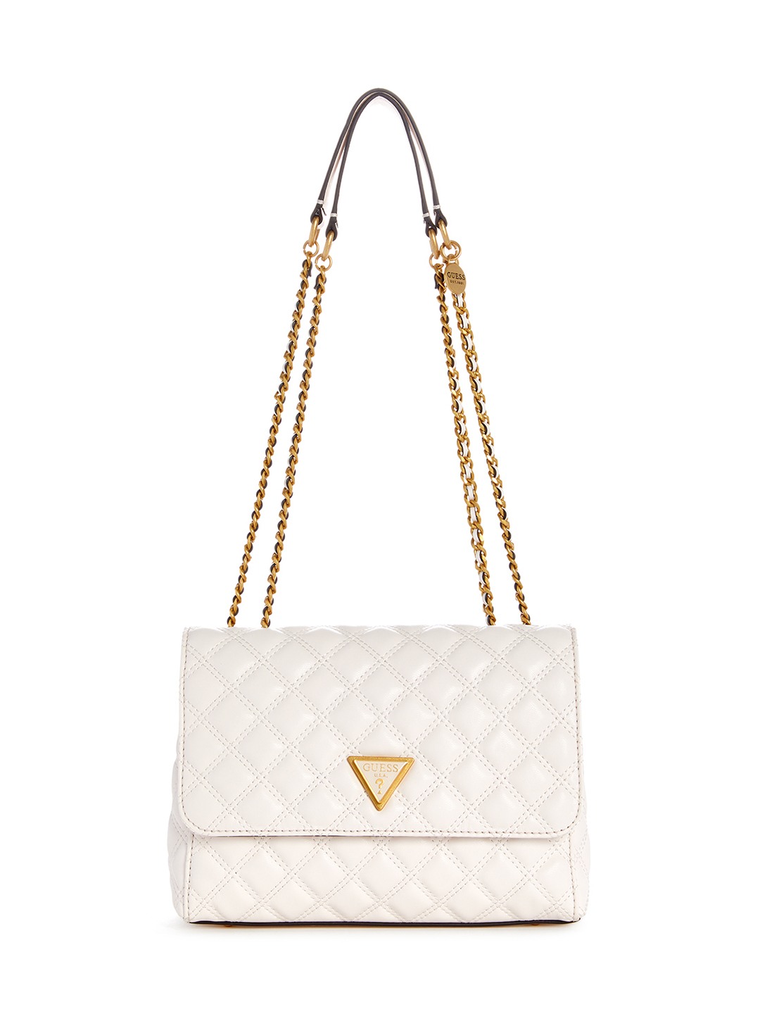 Guess Polyurethane Ivory Quilted Women Giully Convertible Flap Crossbody Bag
