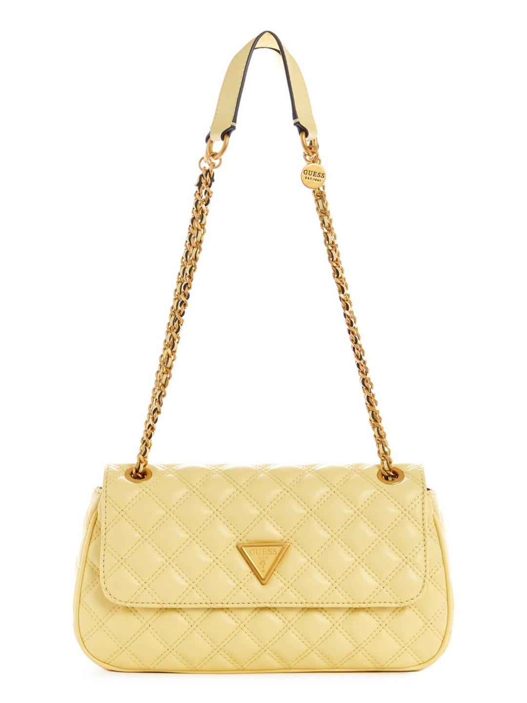 Yellow Quilted Giully Convertible Flap Crossbody Bag