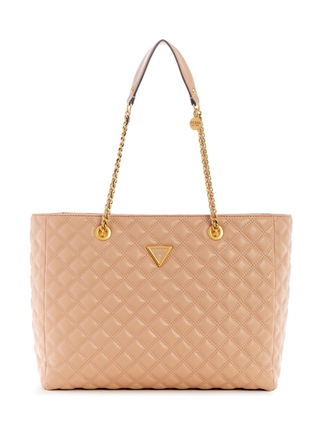 Beige Quilted Giully Tote Bag