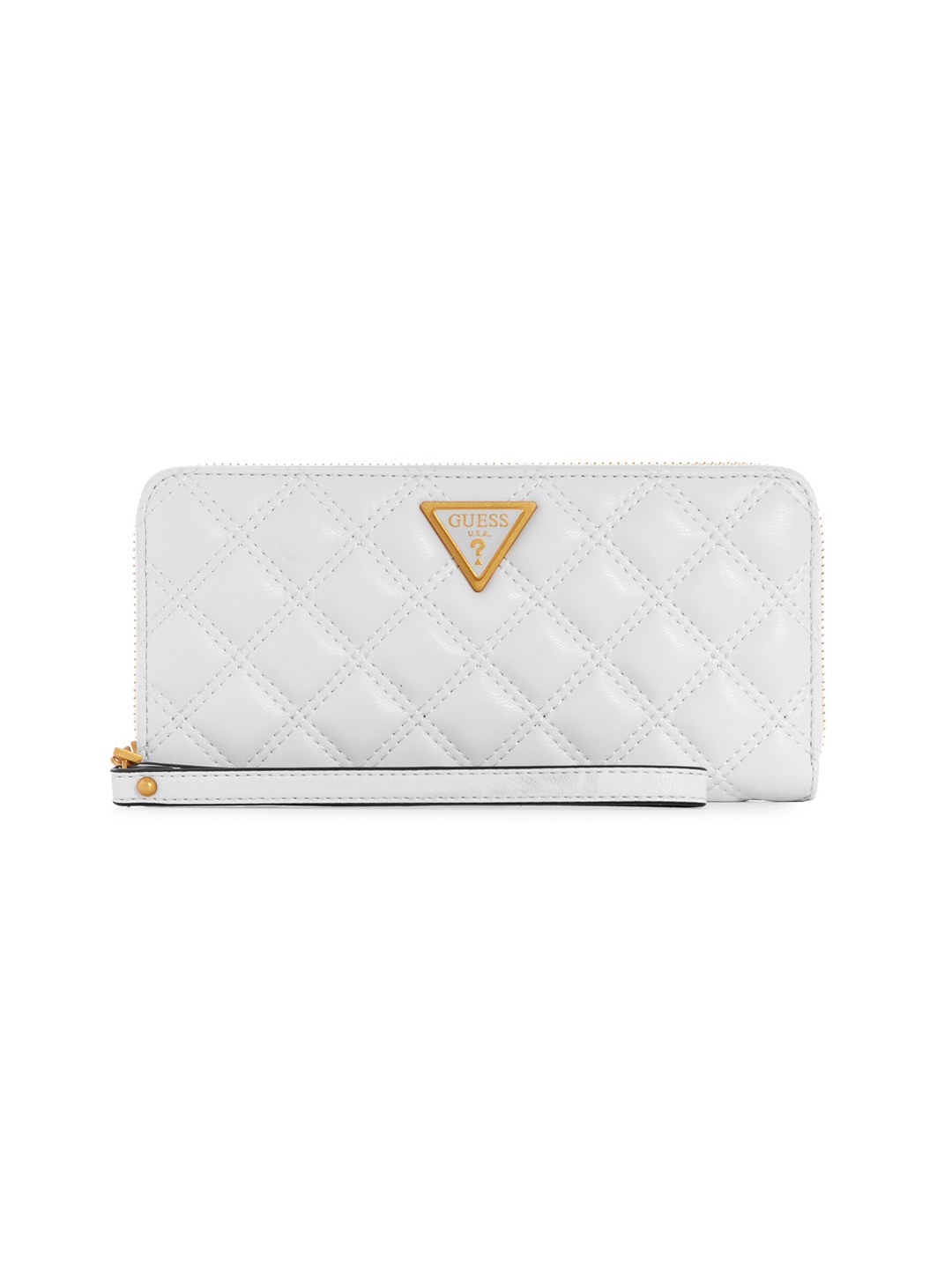 Guess Women Quilted White Giully Zip Around Wallet