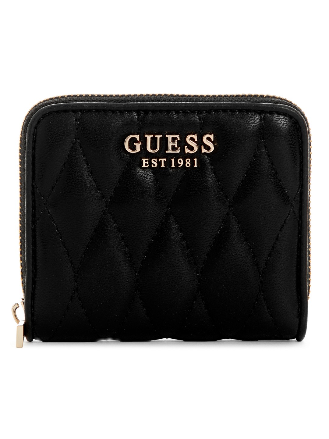 Black Quilted Valla Small Zip Around Wallet