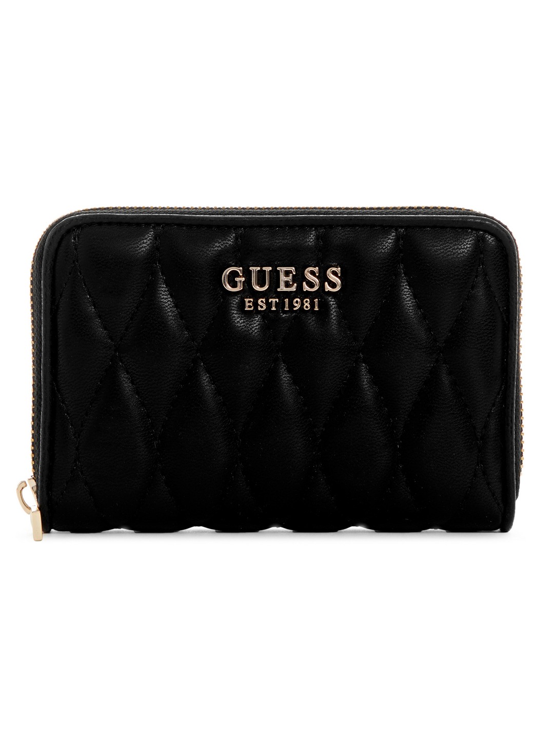 Black Quilted Valla Medium Zip Around Wallet