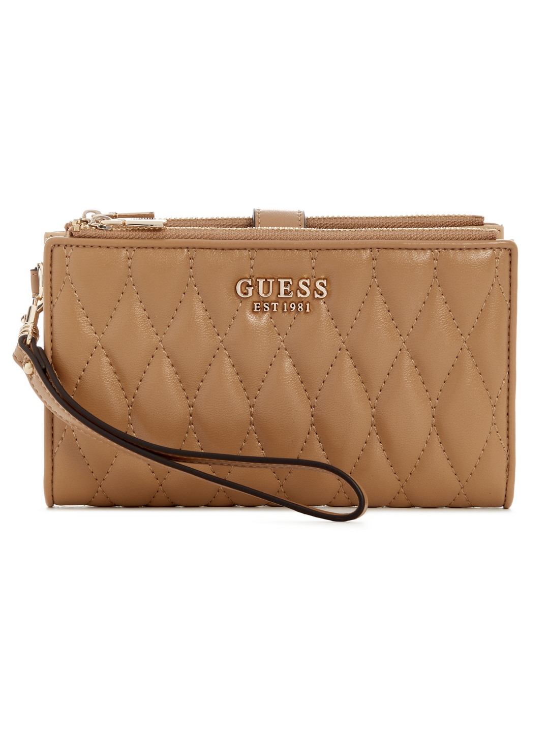 Beige Quilted Valla Zip Organizer Wallet