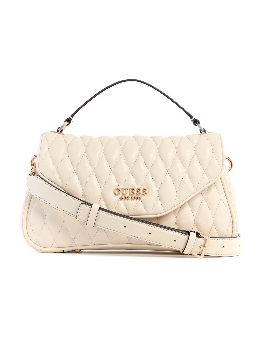 Guess Women Quilted Valla Top Handle Flap Crossbody Bag