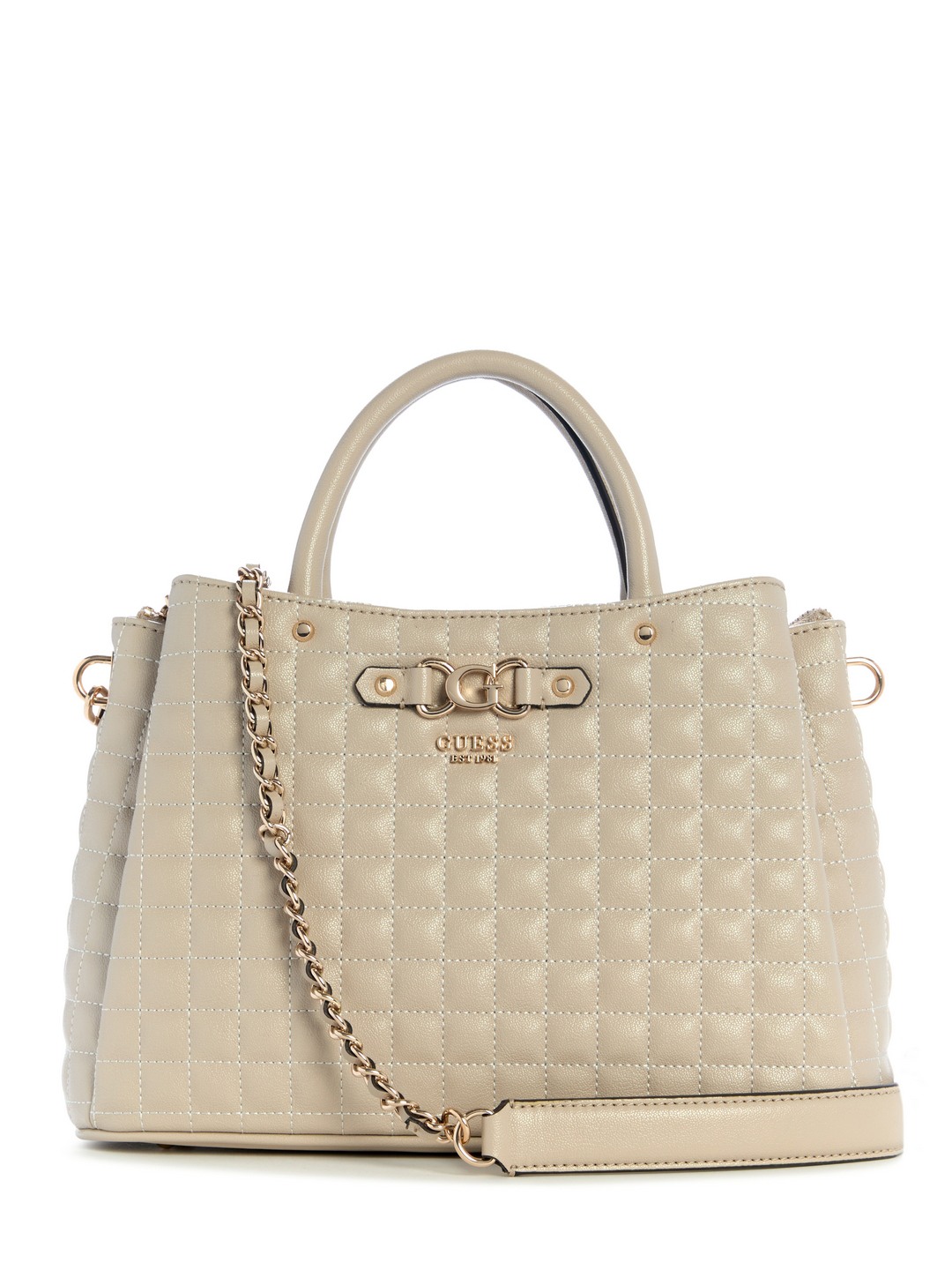 Light Taupe Quilted Nadira Girlfriend Satchel Bag