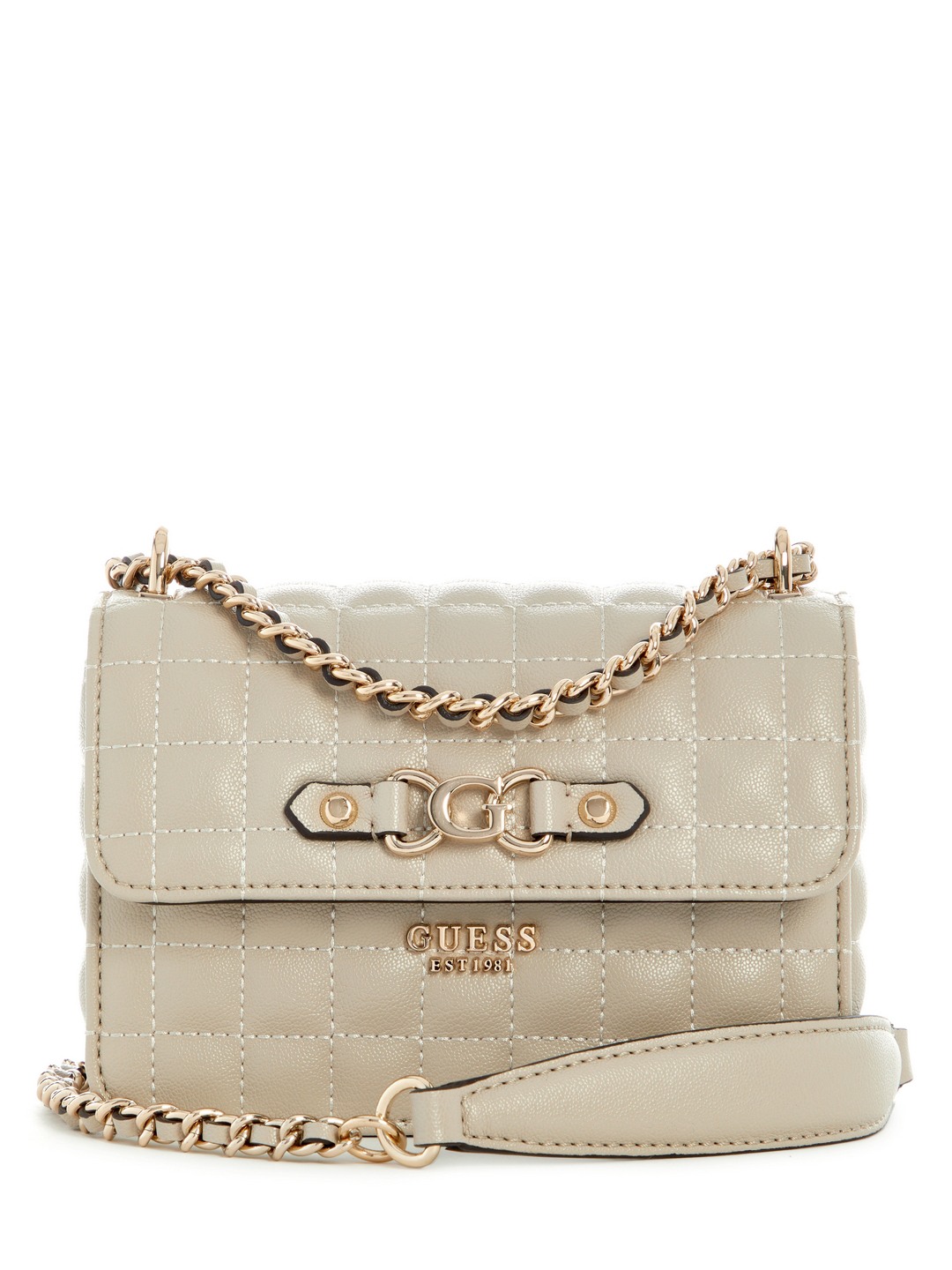 Light Taupe Quilted Nadira Mini Crossbody Bag