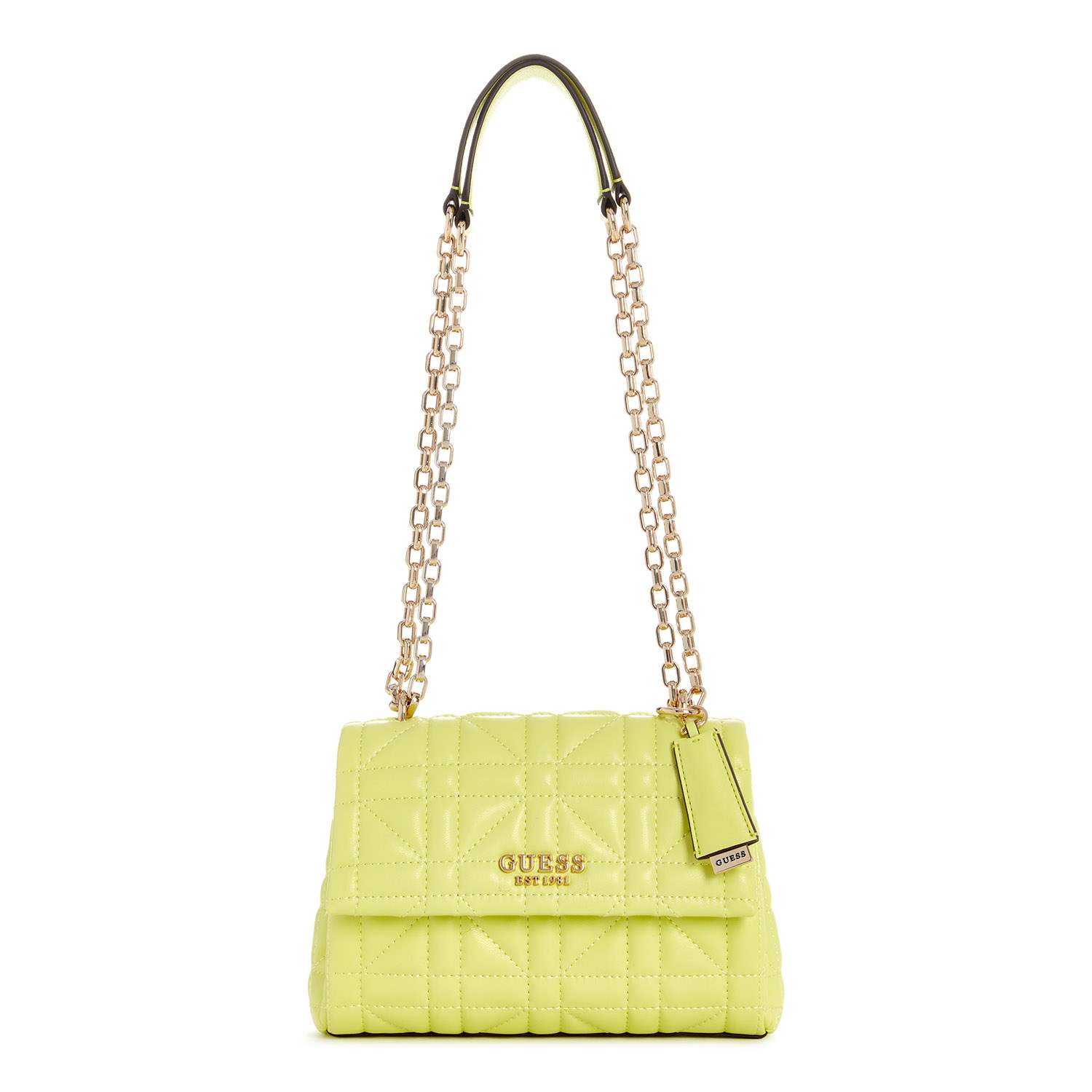 Guess Women's Lime Green PU Quilted Shoulder Bag