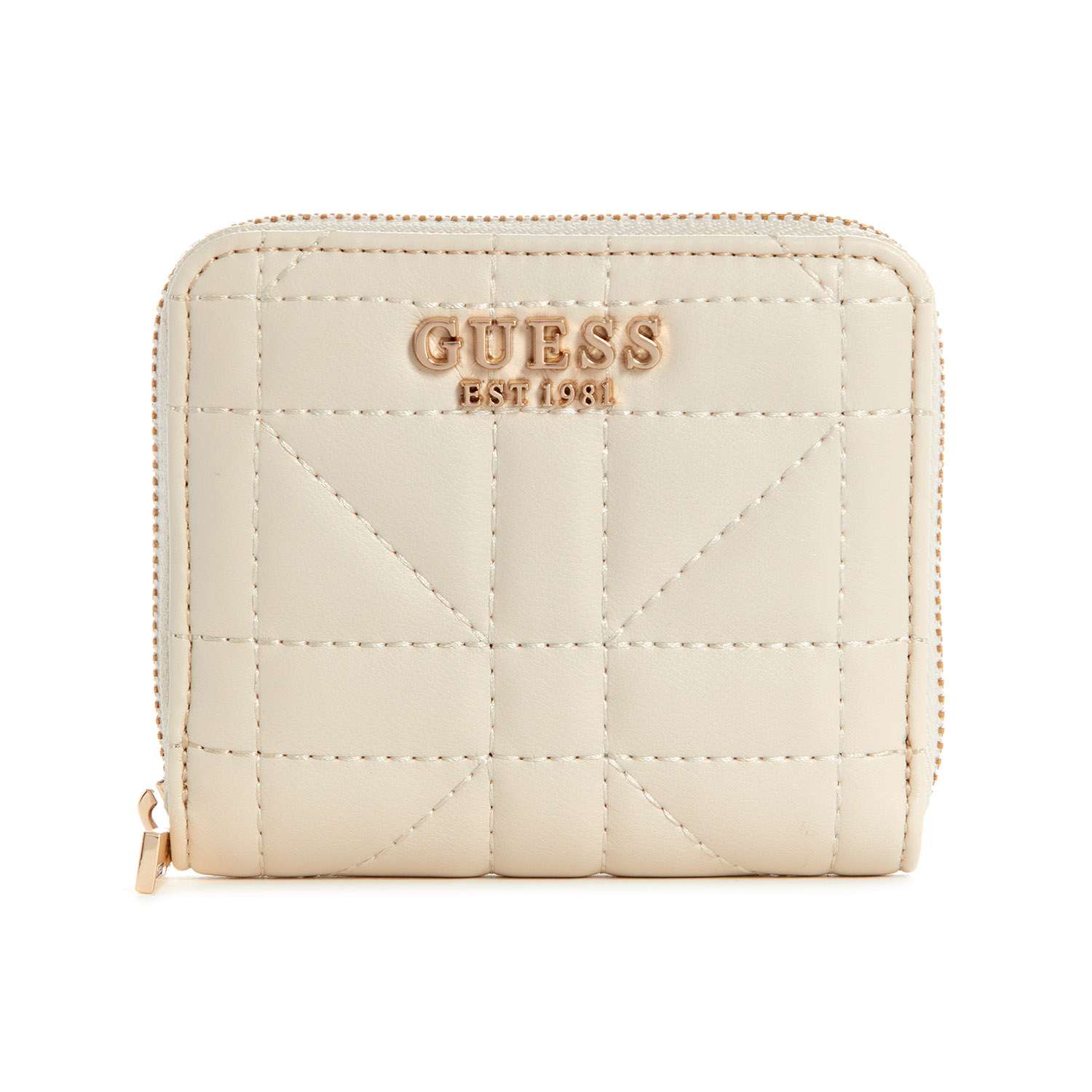 Guess Women's Beige PU Quilted Zip Around Wallet