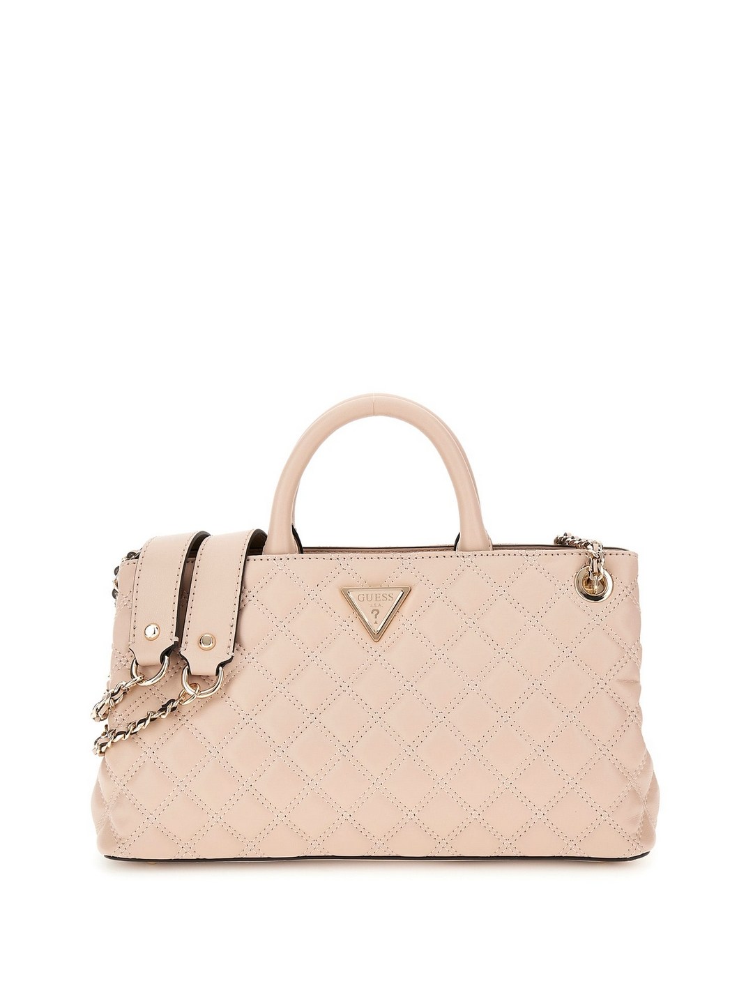 Guess Light Beige Quilted Giully Satchel Bag
