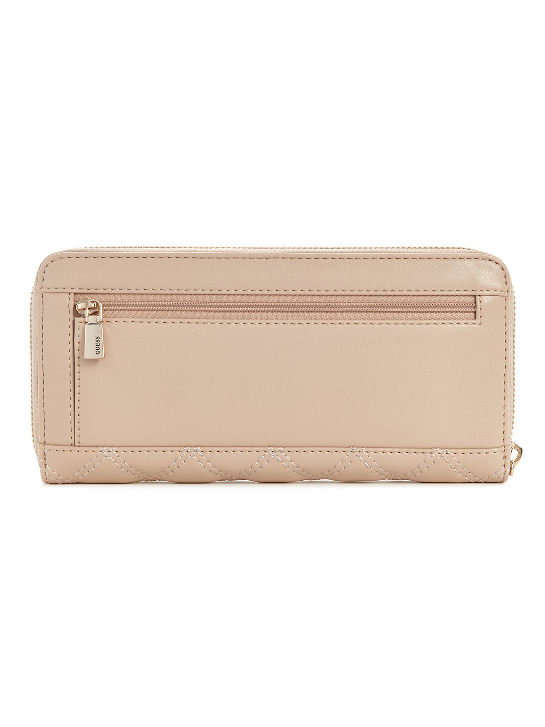 Light Beige Quilted Giully Large Zip Around Wallet