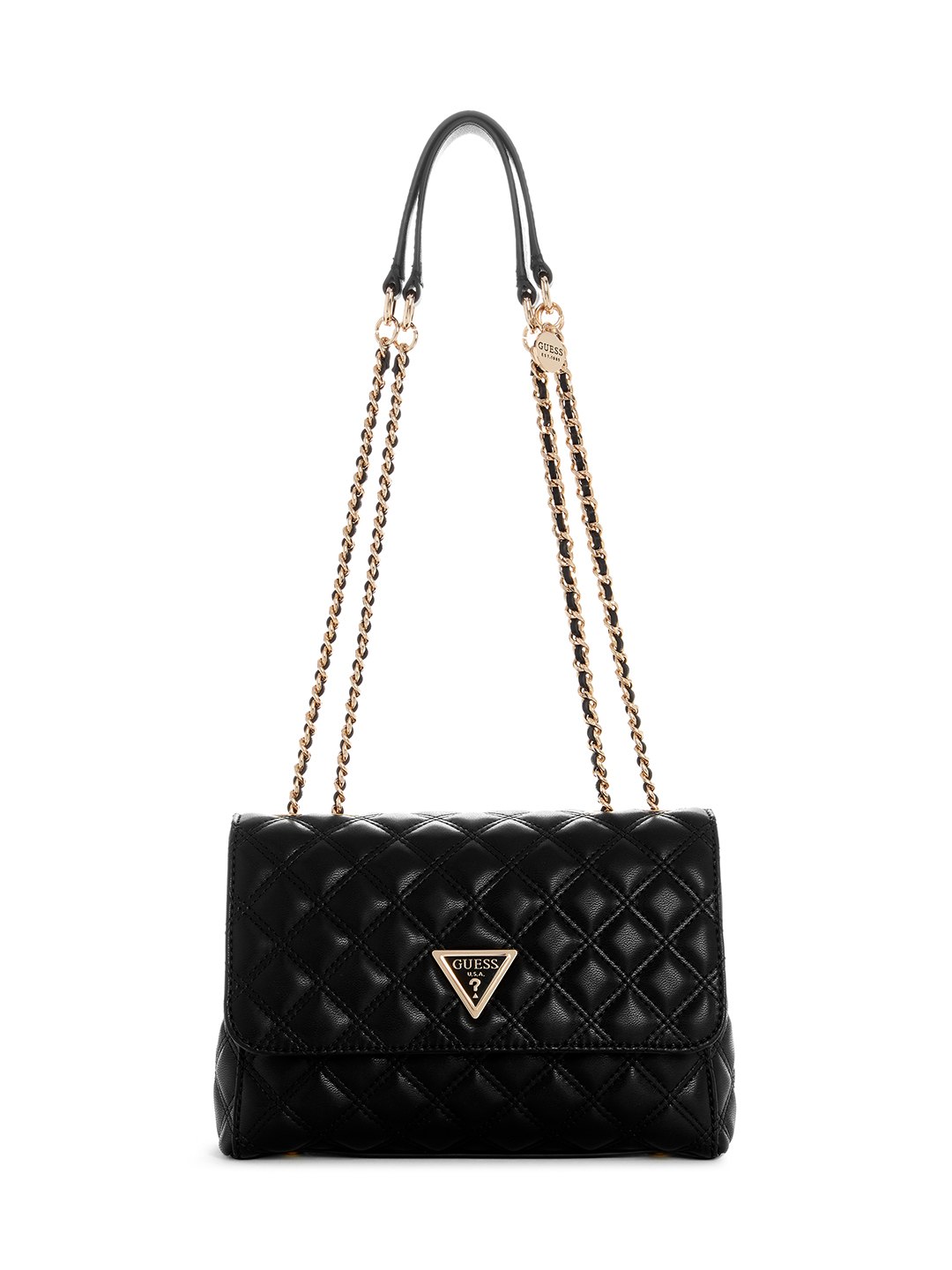 Guess Women's Black PU Quilted Shoulder Bag