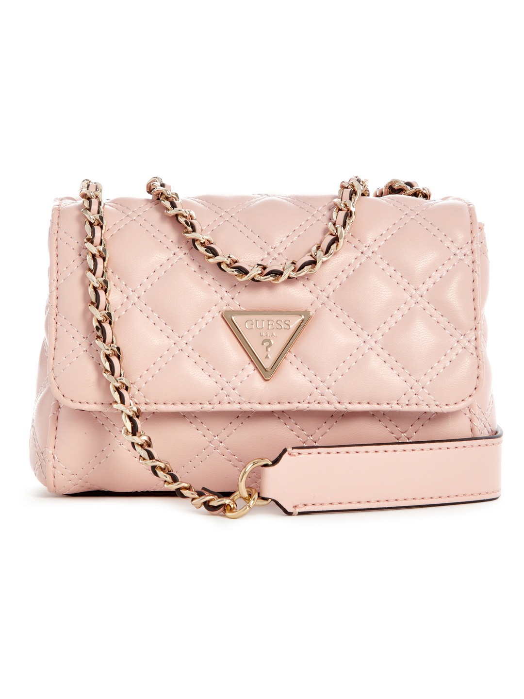 Peony Quilted Polyurethane Giully Mini Convertible Flap Crossbody Bag