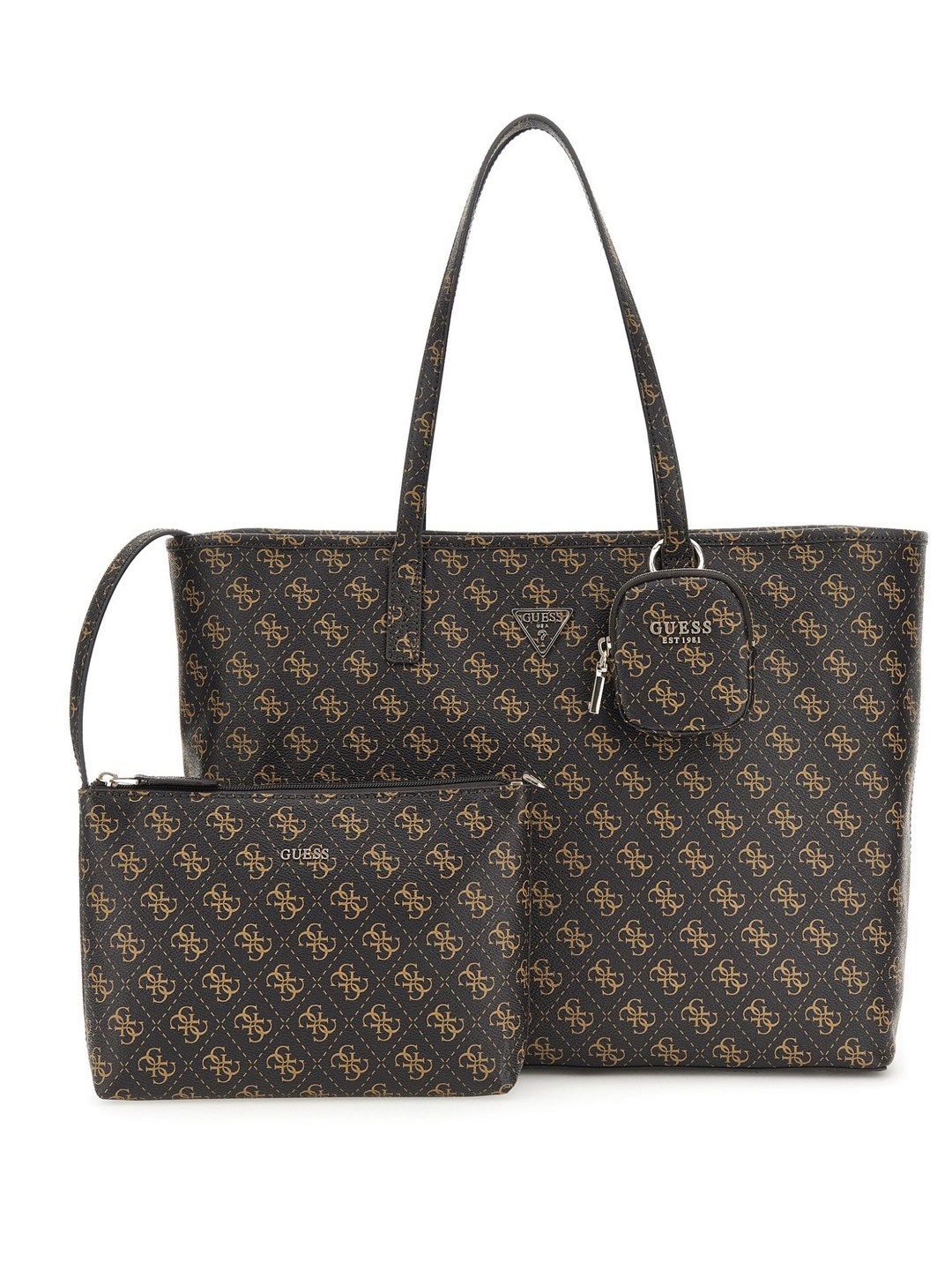 Brown Logo Monogram Polyurethane Power Play Large Tech Tote
