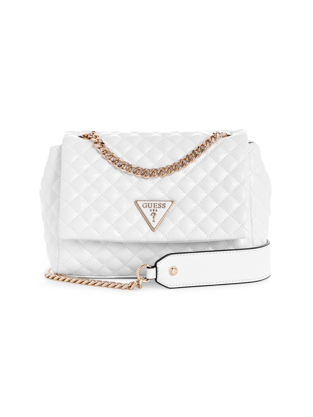 Guess Women Quilted White Rianee Crossbody