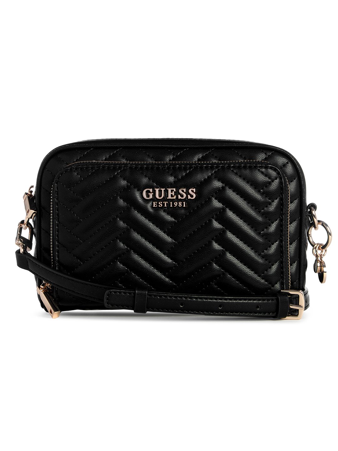Black Quilted Anning Crossbody Camera Bag