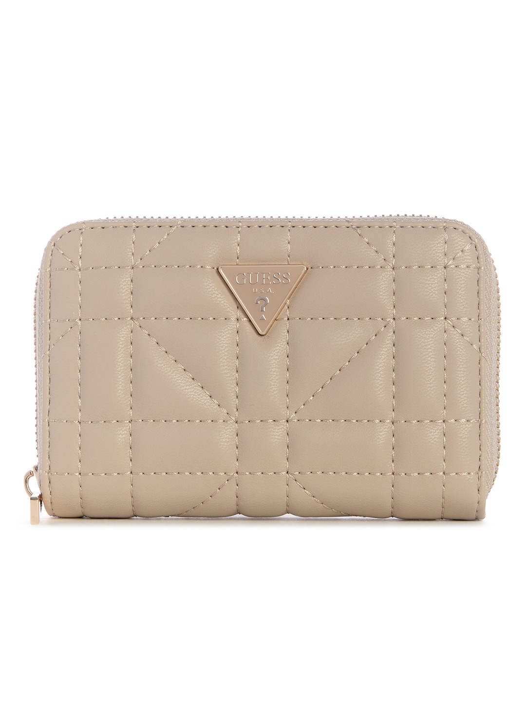 Light Taupe Solid Zipper Edita Medium Zip Around Wallet