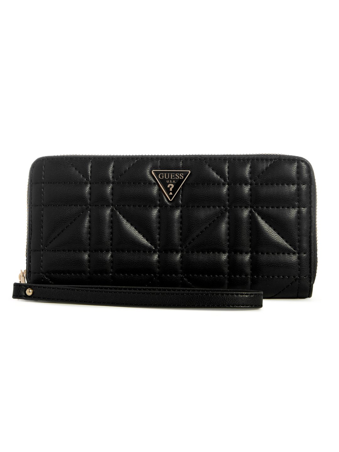Guess Black Quilted Edita Large Zip Around Wallet