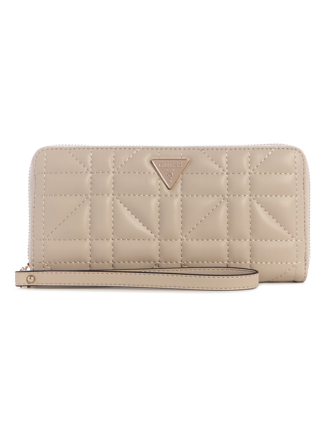 Light Taupe Solid Zipper Edita Large Zip Around Wallet