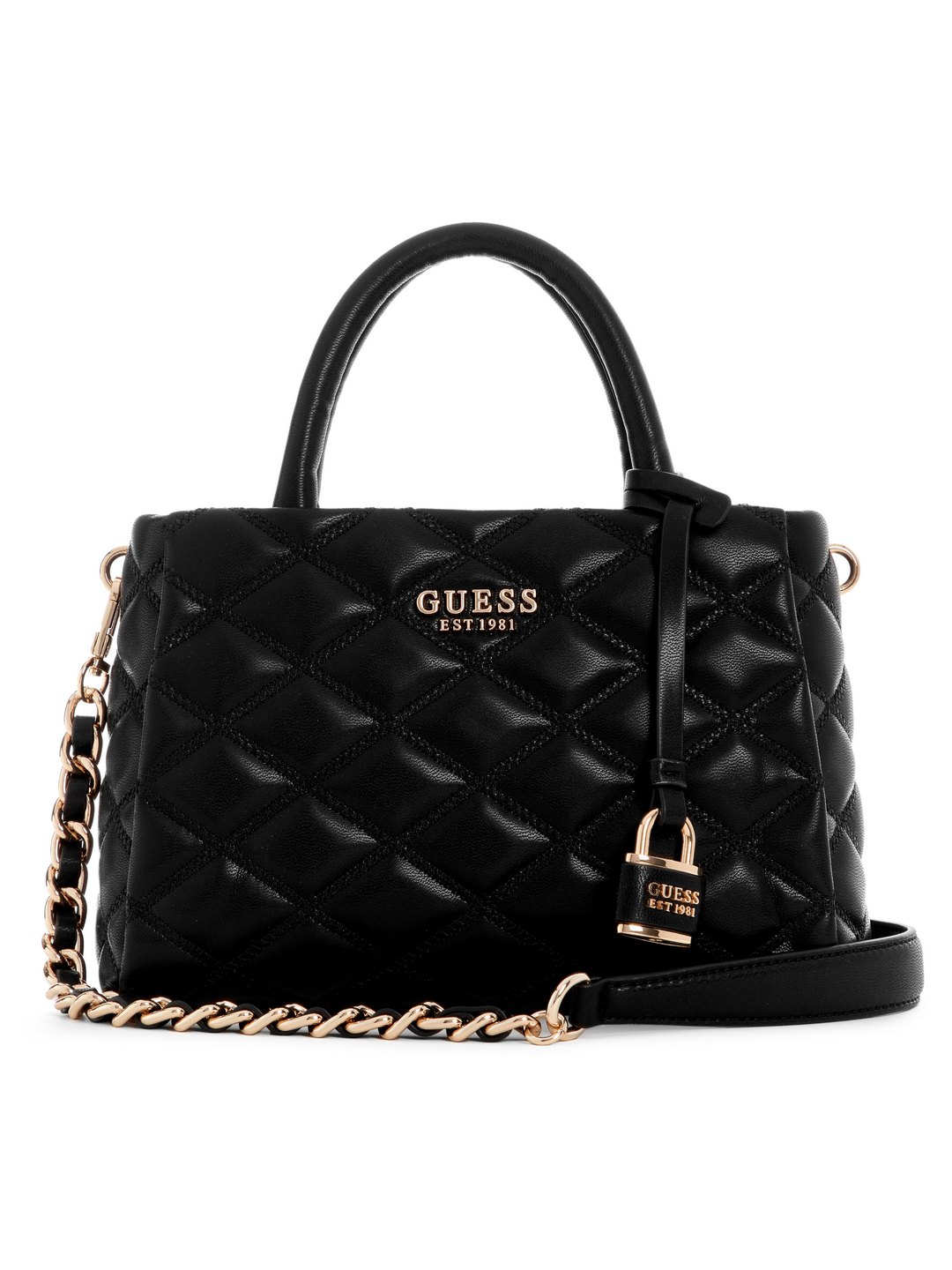 Guess Black Quilted Tamsin Small Satchel Bag