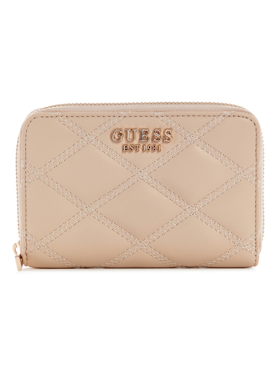 Guess Light Beige Quilted Tamsin Medium Zip Around Wallet