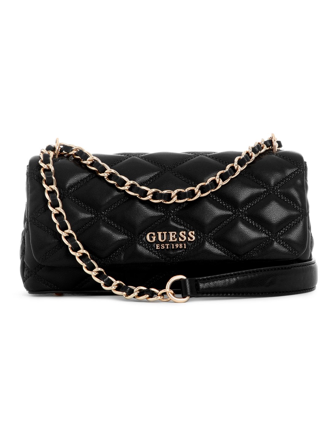 Guess Black Quilted Tamsin Convertible Flap Crossbody Bag