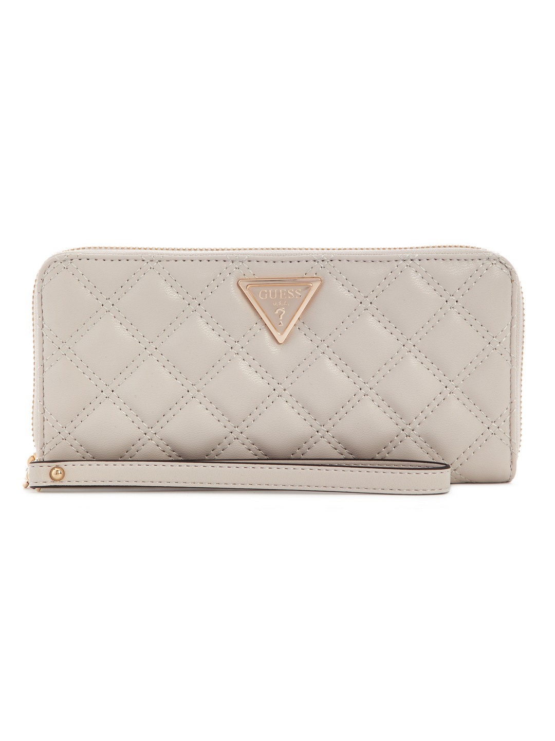 Guess Taupe Quilted Giully Large Zip Around Wallet