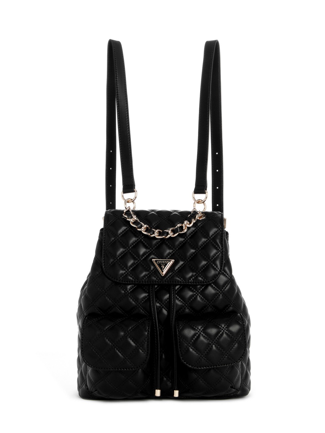 Black Quilted Giully Flap Backpack