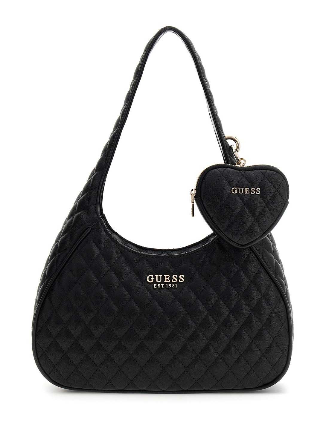 Black Quilted Zipper Atabey Hobo Bag With Pouch