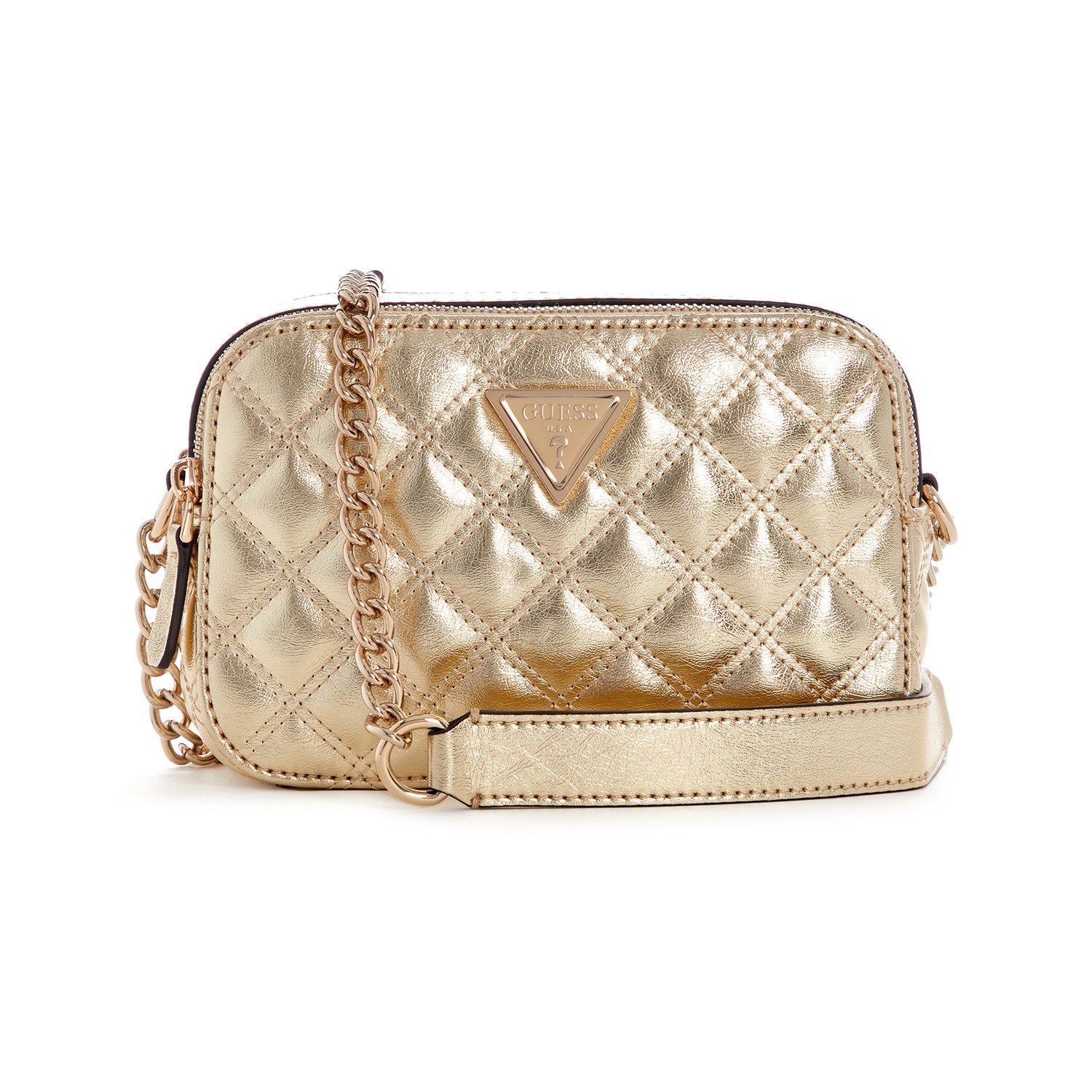 Guess Women's Gold PU Quilted Camera Bag