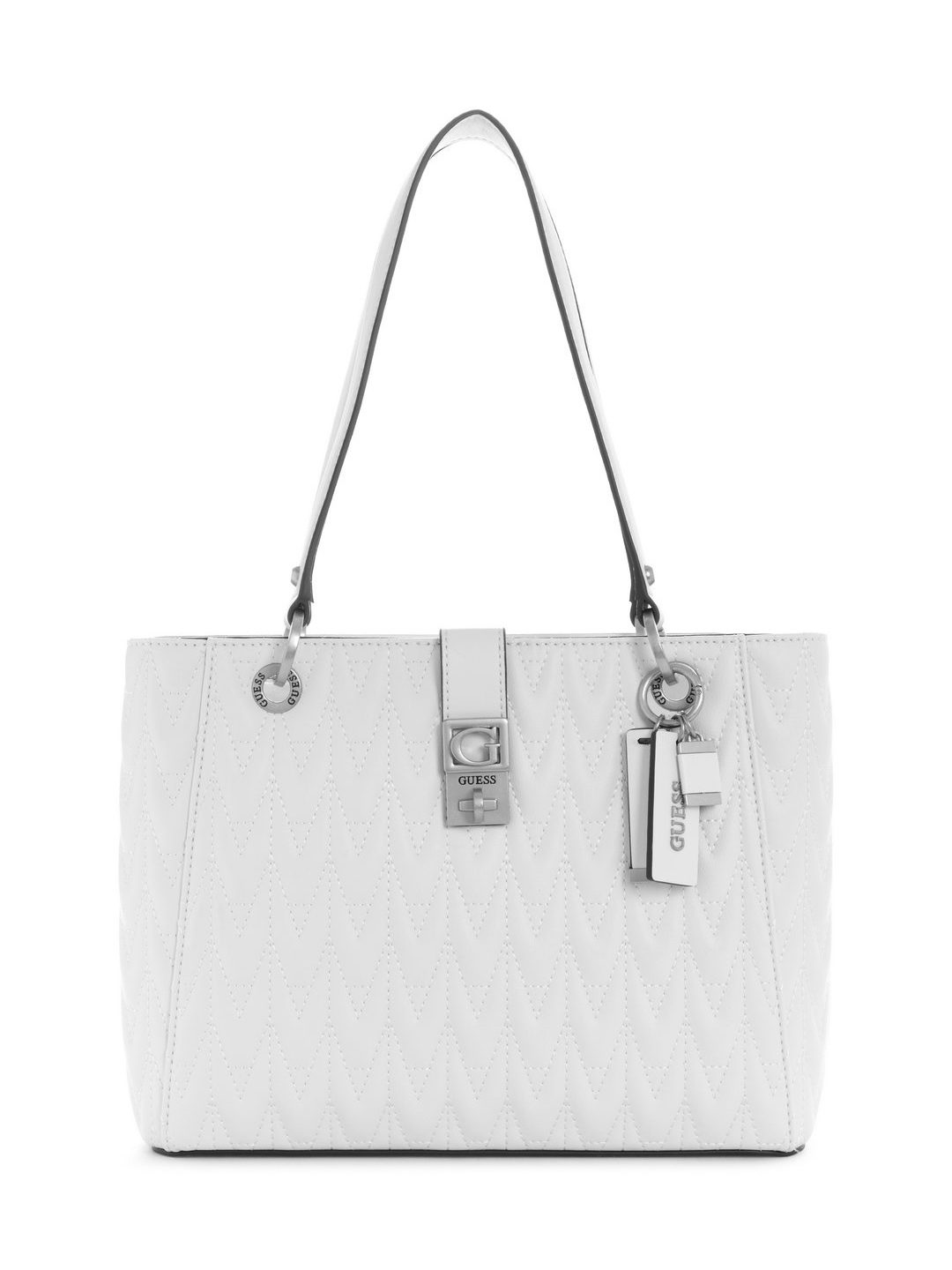 White Quilted Regilla Small Noel Tote Bag