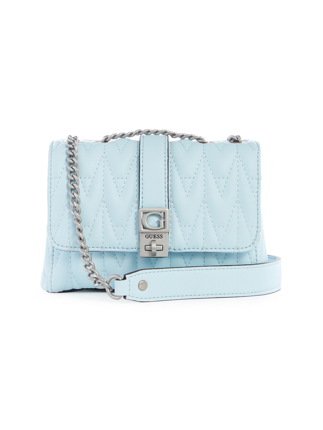 Guess Women Quilted Ice Blue Regilla Mini Crossbody