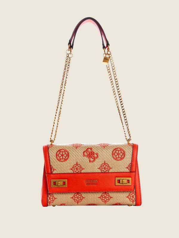 Beige Monogram Katey Flap Shoulder Bag