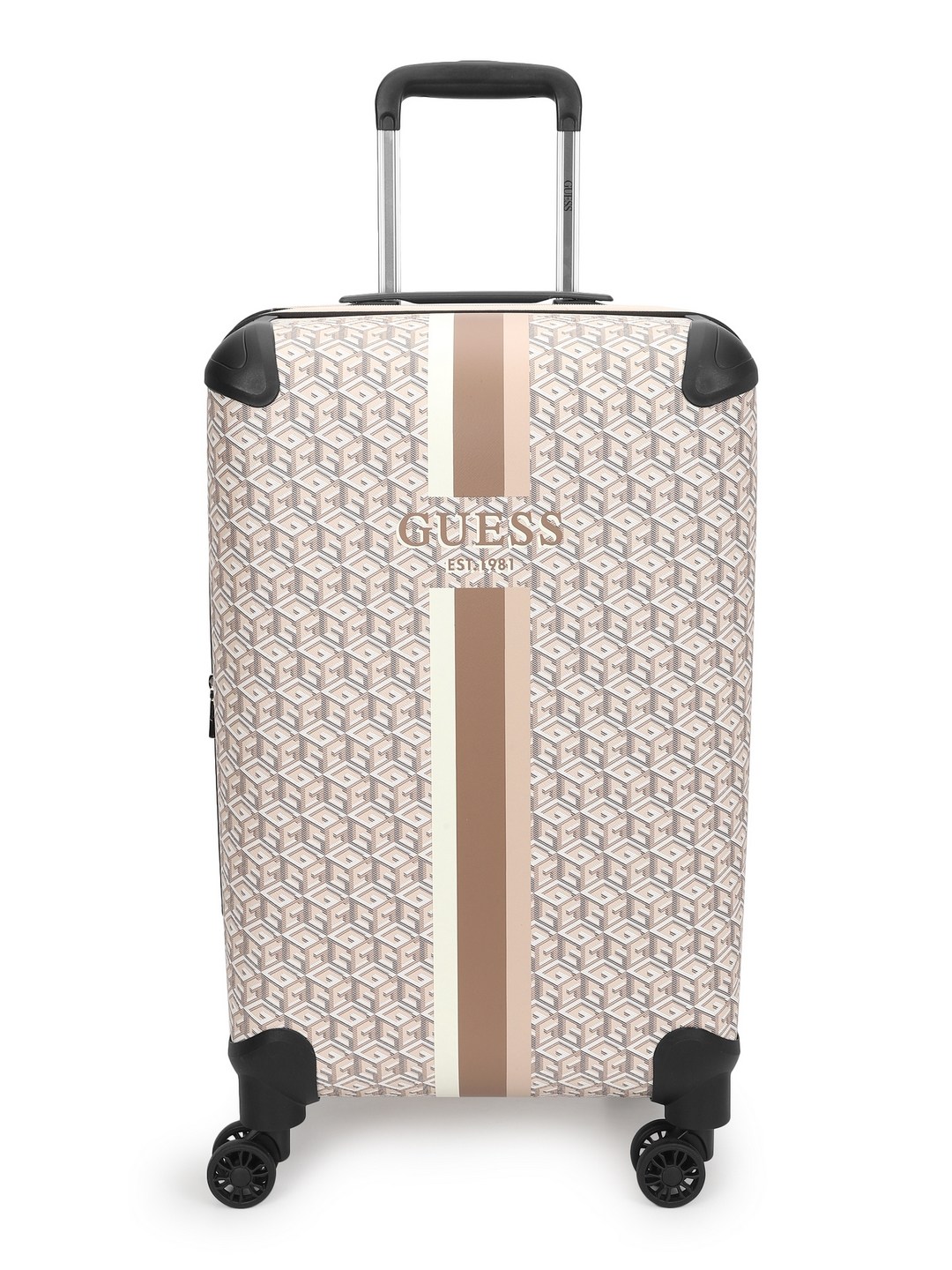 Guess Polyurethane Brown Printed Women Wilder 22 In 8-Wheeler Trolley Bag