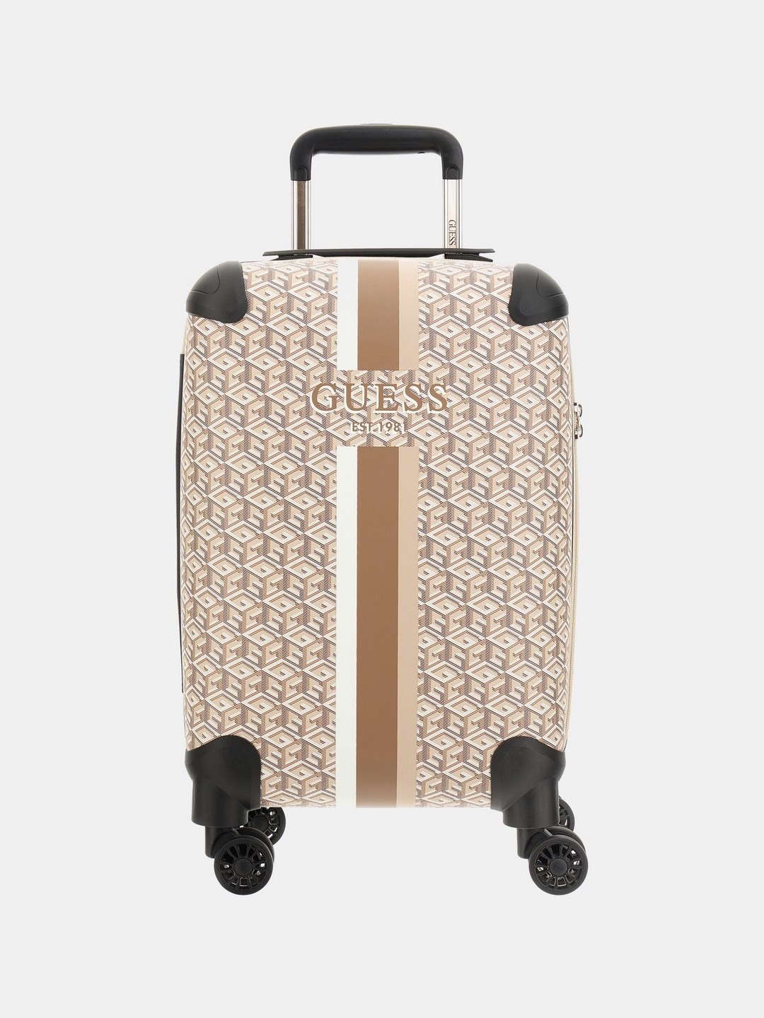 Guess Polyurethane Brown Printed Women Wilder 18 In 8-Wheeler Trolley Bag