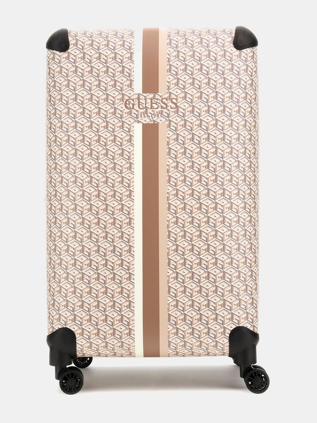 Guess Polyurethane Brown Printed Women Wilder 28 In 8-Wheeler Trolley Bag