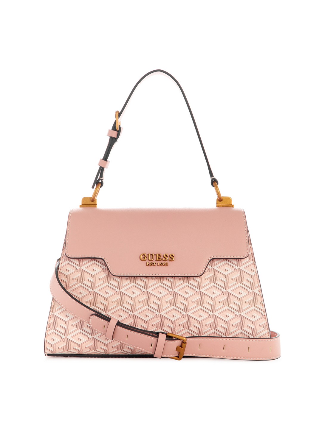 Guess Women Printed Pale Rose Logo Hallie Satchel